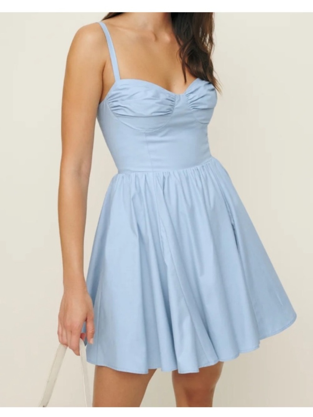 Reformation Cherrie Powder Blue Sweetheart Wedding Guest Dress 10